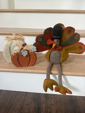 Fall decor-pumpkins and turkey